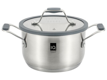 Кастрюля Iq be brave, 18 см, 2.3 л, с крышкой, цвет серый