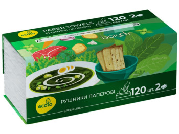 Рушники паперові Ecolo, V-склад., 120 листів