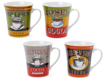 Чашка Retro Cocoa, 4 дизайни, 375мл (ціна за 1шт)