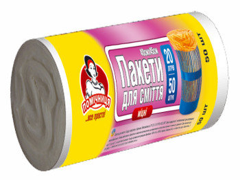 Мусорные пакеты Помічниця 20л 50шт белые