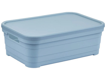 Корзина Idea Home Pyramid, прямоугольная, с крышкой, пластик, 8,2л, 36×24×12,5см, цвет голубой