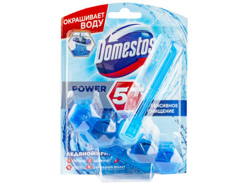 Блок для очистки унитаза Domestos Power 5 видимая защита "Ледяной бриз" 53г
