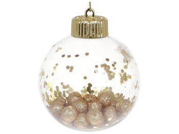 Ялинкова куля із золотим декором усередині, 8см, колір - золото