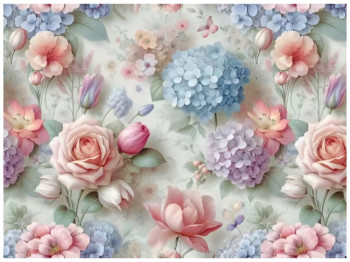 Клейонка Premium, на нетканій основі, ущільнена, ПВХ, 1,37×25м, дизайн гортензії (ціна за рулон)