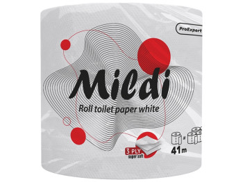 Бумага туалетная Mildi трехслойная,  белая, 41м  (1рул в упаковке)