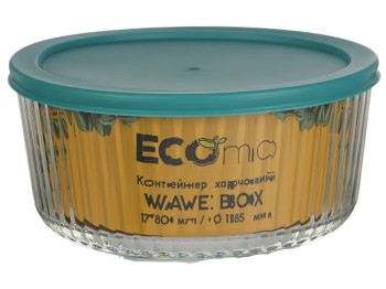 Контейнер Eсomo Wave Box, круглый, боросиликатное стекло, 1780мл, 18,5×18,5×8,8см, цвет прозрачный