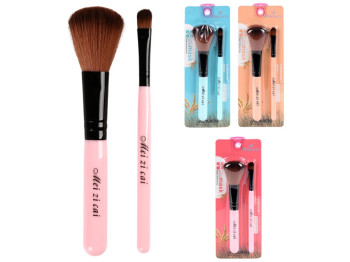 Набір пензлів для макіяжу Mei Zi Cai, алюміній, пластик, довжина 17см (ціна за 2 предмети)