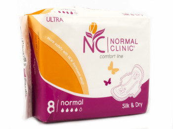 Прокладки для крит. дней Normal Clinic Comfort ultra silk&dry 4капли (цена за уп. 8шт) NCF05B