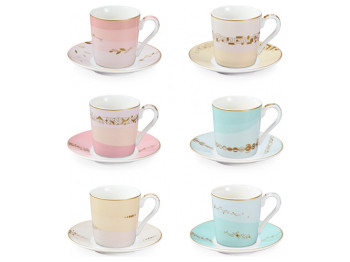 Чашка для эспрессо myCOFFEE Romance 90мл 8х6,5см, с блюдцем D11см (цена за набор 6шт) 06351