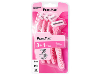 Бритвы одноразовые женские PearlMax Super Stainless, 3 лезвия, 4шт