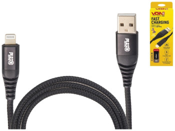 Кабель VOIN USB - Lightning 3А, 1м, black (быстрая зарядка/передача данных), CC-4201L BK