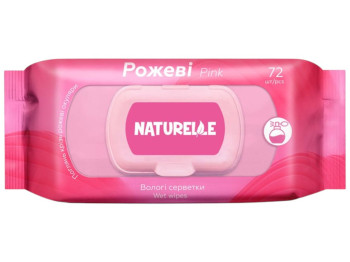 Серветки вологі Naturelle Pink, універсальні, з клапаном, 72шт, колір рожевий
