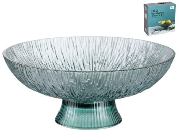 Фруктовница на ножке Brix Top Blue, стекло, 26×10,5см, цвет голубой