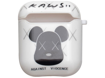 Футляр для Наушников Airpods 1/2 Glossy Brand, 02, Kaws white
