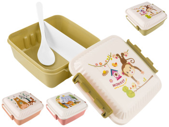 Ланч-бокс с ложкой и разделителем 15,2х13,8х6,8см 600мл