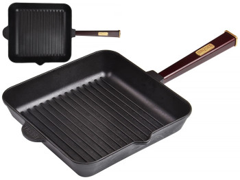 Сковорода-гриль чугунная квадратная Brizoll Optima-Bordo съемная ручка 53х30х6см О282850Г-Р2