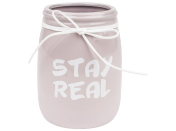 Ваза керамічна "Stay Real" 10,5х10,5х15см колір попелясто-рожевий, в картонній коробці