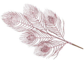 Декоративная ветка Перо Павлина 5шт, 69см, цвет -розовый, 