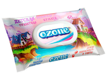 Папір туалетний вологий дитячий Ozone 48шт з клапаном