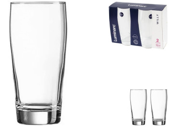 Набор стаканов для пива Luminarc Beer Willy, высокие, 380мл (цена за набор 2шт) 883314949506