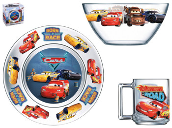 Набор посуды детской для завтрака ОСЗ DISNEY Тачки 3 new 3пр. (чашка 250мл, тарелка, салатник)