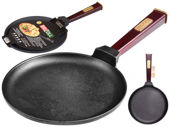 Сковорода чугунная блинная Brizoll Optima-Bordo съемная ручка D22см, 40,8х22,4х3,8см О2215-Р2