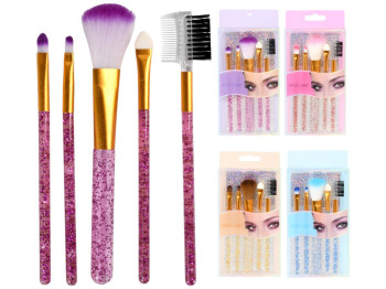 Набір пензлів для макіяжу Miss You, алюміній, пластик, 16см, 4 дизайни (ціна за 5 предметів)