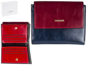 Кошелек женский кожзам. синий с бардовым Saralyn 12х3х10см