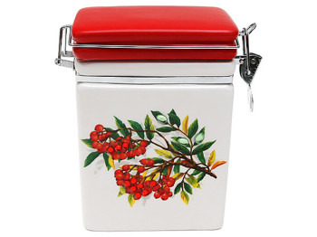 Банка квадратная Рябина, на металлической затяжке, 1,1л