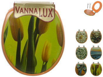 Сидіння з кришкою для унітазу м'яке Vanna Lux колір тіковий з малюнком