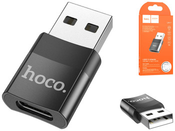 Переходник Hoco UA17 USB Male to Type-C female USB2.0 adapter Цвет Черный