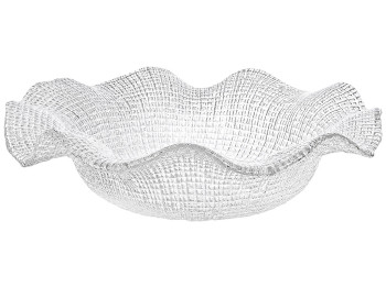 Фруктовниця скляна Crystal Wave, фактурне скло, хвилястий край, 28×7,5 см