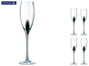 Набор бокалов Luminarc Drip black для шампанского, 220мл (цена за набор 4шт) 43570
