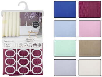 Штора в ванную с 12 кольцами жакард 180х180см