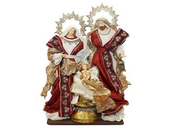 Вертеп Різдвяний, 3 фігури на підставці, 38×26×60см, колір червоний із золотом