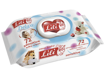 Влажные салфетки детские Lili Deluxe с экстрактом календулы и витамином Е 72шт с клапаном