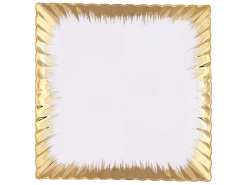 Блюдо фарфоровое квадратное с золотым ободком Волна, 25,5см