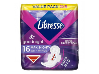 Прокладки гігієнічні Libresse Maxi Goodnight з крильцями, 16шт