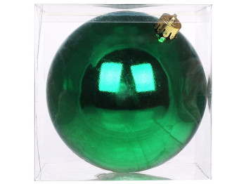 Елочный шар, 12см, цвет - зеленый глянец