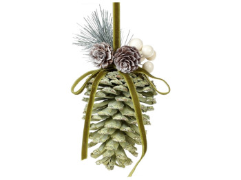 Новогодний подвесной декор Шишка, 23см, цвет - зеленый