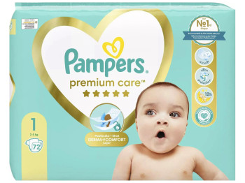Подгузники Pampers Premium Care Newborn, Размер 1 (2-5кг) 72шт