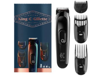 Триммер для бороды King C. Gillette, 2Вт, аккумулятор, нержавеющая сталь, 1–21мм, цвет черный