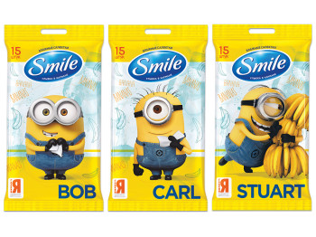 Влажные салфетки детские Smile Minions микс 15шт