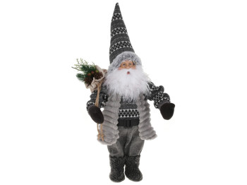 Новорічна мяка іграшка Санта, 45см, колір - сірий
