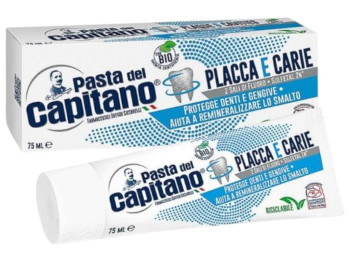 Зубна паста Pasta del Capitano проти карієсу, зубного нальоту, з фтором, смак трав'яний, 75мл