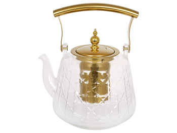 Чайник заварочный с металлическим фильтром, боросиликатное стекло, 1,5л, цвет прозрачный