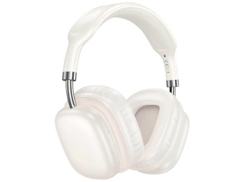 Bluetooth стерео гарнітура Hoco W52, bluetooth 5.4, type-c/aux, слот TF, 400mAh, колір молочно-білий