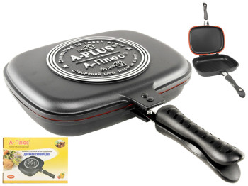 Сковорода двухсторонняя алюминиевая квадратная А-Плюс с антипригарным покрытием 25х30см 15009