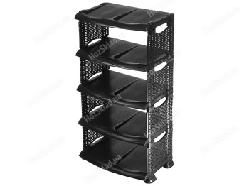 Полка для обуви R plastic Ротанг, черная, 5 секций, 18504