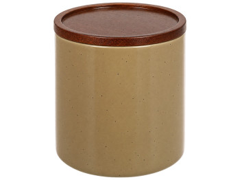 Емкость для хранения Natural Serving Grey с деревянной крышкой, 350 мл, 9×9×9,5 см